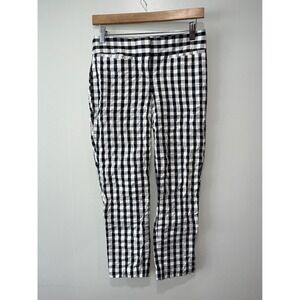 Ann Taylor Loft Zoe Cropped Gingham Pants, Size 0, Black & White